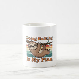 Retro Sloth Doing Nothing White Coffee Mug Kaffeetasse