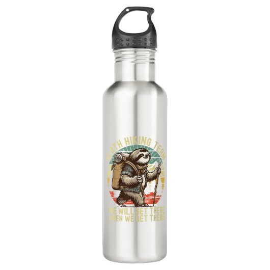 Retro Sloth Hiking Team We'll get There When we ge Edelstahlflasche (Vorderseite)