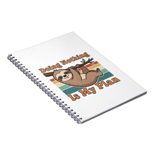 Retro Sloth Lazy Quote Lined Notebook Notizblock (Rechte Seite)