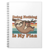 Retro Sloth Lazy Quote Lined Notebook Notizblock (Vorderseite)