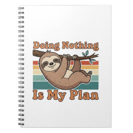 Retro Sloth Lazy Quote Lined Notebook Notizblock