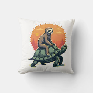 Retro-Sloth-Schildkröte-Retro-Tier-Fahrt-Shirt 2 Kissen