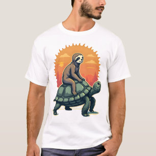 Retro-Sloth-Schildkröte-Retro-Tier-Fahrt-Shirt 2 T-Shirt