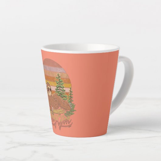 Retro Sloth Wanderteam Latte Tasse - Langsam und S (Rechte Ecke)