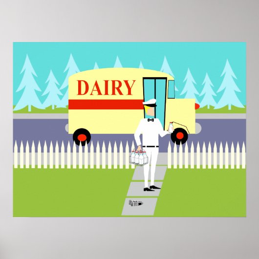 Retro Small Town Milk Man Poster (Vorne)