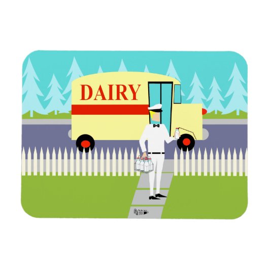Retro Small Town Milkman Flexible Magnet (Horizontal)