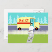 Retro Small Town Milkman Postcard Postkarte (Vorne/Hinten)