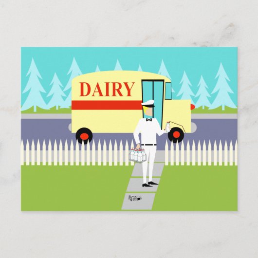 Retro Small Town Milkman Postcard Postkarte (Vorderseite)
