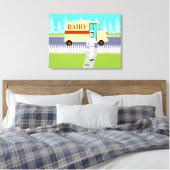 Retro Small Town Milkman Stretched Canvas Print Leinwanddruck (Insitu (Schlafzimmer))