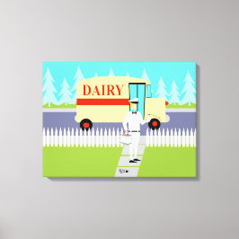 Retro Small Town Milkman Stretched Canvas Print Leinwanddruck