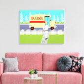 Retro Small Town Milkman Stretched Canvas Print Leinwanddruck (Insitu (Wohnzimmer))