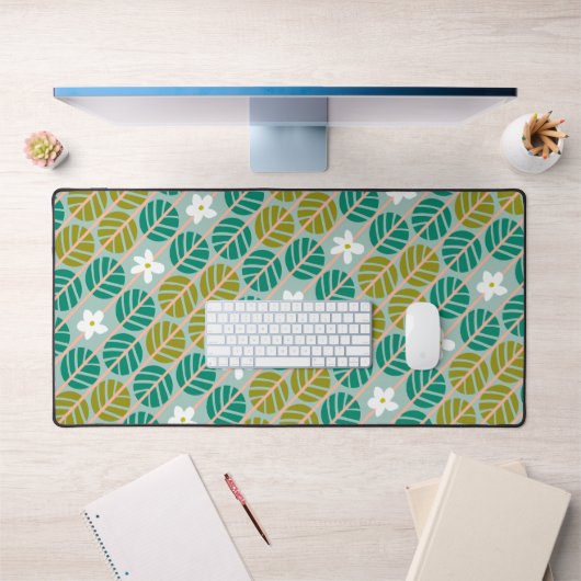 Retro smaragdgrün & rosa Blume gestreift Schreibtischunterlage (Büro 1)