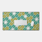 Retro smaragdgrün & rosa Blume gestreift Schreibtischunterlage (Tastatur & Maus)