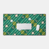 Retro smaragdgrün & rosa Blume gestreift Schreibtischunterlage (Tastatur & Maus)