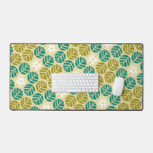 Retro smaragdgrün & rosa Blume gestreift Schreibtischunterlage (Tastatur & Maus)