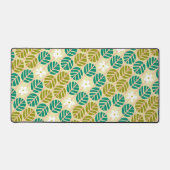 Retro smaragdgrün & rosa Blume gestreift Schreibtischunterlage (Vorderseite)