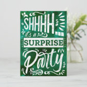 Retro Smaragdgrün Shh Überraschungs-Geburtstagsfei Einladung (Stehend Vorderseite)