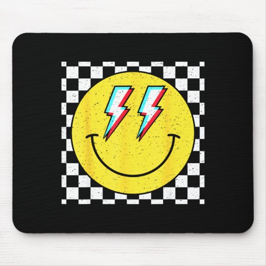 Retro Smile Face Checkered Pattern Preppy Happy Fa Mousepad (Vorne)
