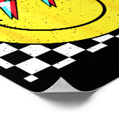 Retro Smile Face Checkered Pattern Preppy Happy Fa Poster (Ecke)