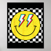 Retro Smile Face Checkered Pattern Preppy Happy Fa Poster (Vorne)