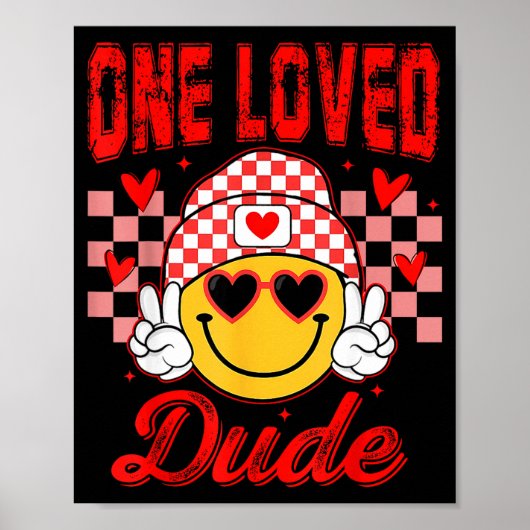Retro Smile Face One Loved Dude Valentines Day Men Poster (Vorne)