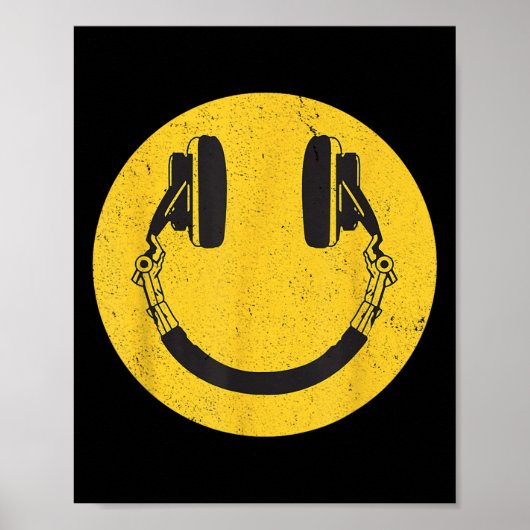 Retro Smile Music Face Kopfhörer 90er Männer Fraue Poster (Vorne)