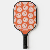 Retro Smile Pattern Individuelle Name Pickleball P Pickleball Schläger (Vorderseite)