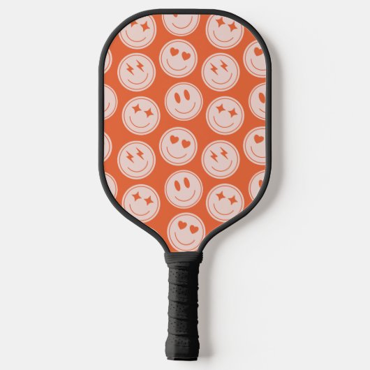 Retro Smile Pattern Individuelle Name Pickleball P Pickleball Schläger (Rückseite)
