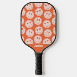 Retro Smile Pattern Individuelle Name Pickleball P Schläger