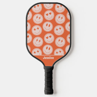 Retro Smile Pattern Individuelle Name Pickleball P Schläger