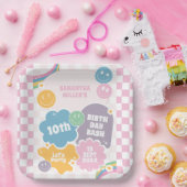 Retro Smiles Pastel Groovy Birthday Pappteller (Party)