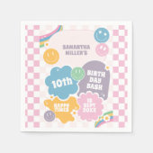 Retro Smiles Pastel Groovy Birthday Serviette (Vorderseite)