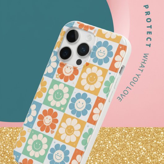 Retro Smiley Daisy Blume Farbiges Muster iPhone Case-Mate iPhone Hülle