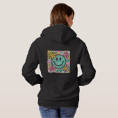 Retro Smiley Face Flower Hoodie (Schwarz voll)