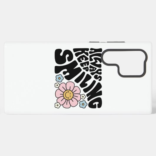 Retro Smiley Face Flower Positive Quote Samsung Galaxy Hülle (Rückseite (Horizontal))