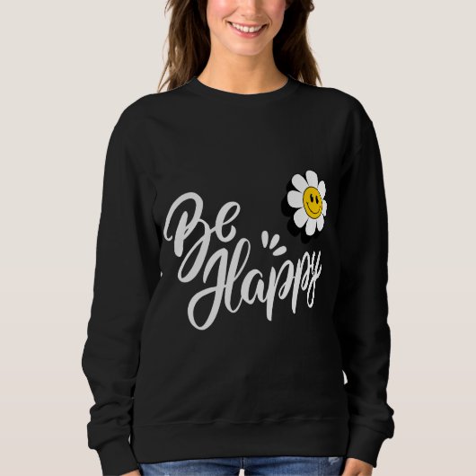 Retro Smiley Gänseblümchen - Einfach Glücklich Flo Sweatshirt (Vorderseite)