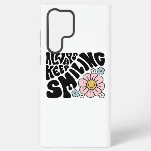 Retro Smiley-Gesicht-Blumen-Positives-Zitat Samsung Galaxy Hülle
