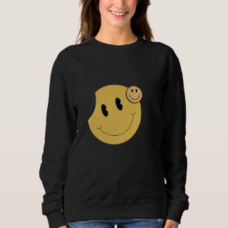 Retro-Smiley-Gesicht-Sweatshirt | Cute Senfgelb-Lä Sweatshirt