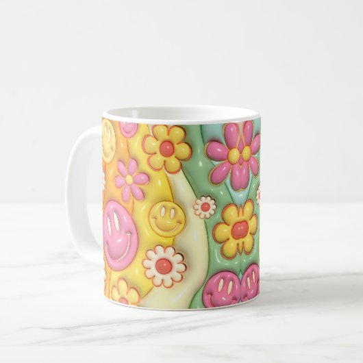 Retro Smiley Kaffeetasse (Vorderseite Links)