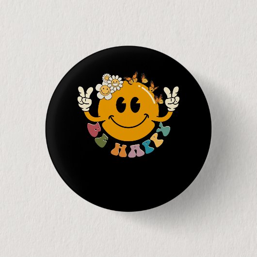 Retro Smiley Smile Face sein glückliches Gesicht t Button (Vorderseite)