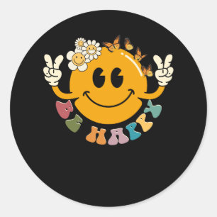 Retro Smiley Smile Face sein glückliches Gesicht t Runder Aufkleber