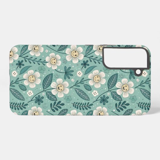 Retro Smiling Daisies - Groovy Boho Samsung Galaxy Hülle (Rückseite (Horizontal))