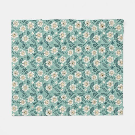 Retro Smiling Daisies Pattern - Groovy 70er Boho Fleecedecke (Vorderseite (Horizontal))