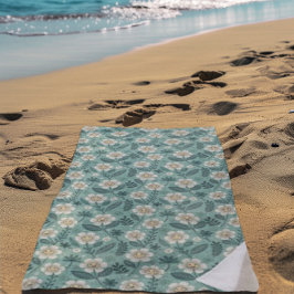 Retro Smiling Daisies Pattern - Groovy 70er Boho Strandtuch