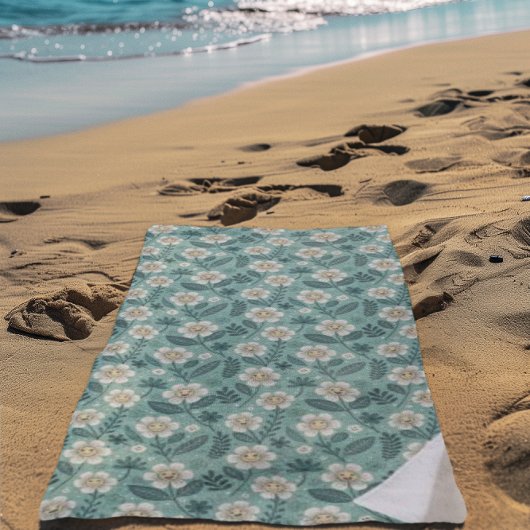 Retro Smiling Daisies Pattern - Groovy 70er Boho Strandtuch