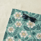 Retro Smiling Daisies Pattern - Groovy 70er Boho Strandtuch (Beispiel)