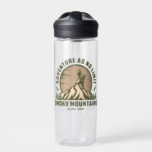 Retro Smoky Mountain Wanderung Trinkflasche (Vorderseite)