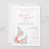 Retro Sneakers Peach Wedding Bridal Shower Einladung (Vorderseite)