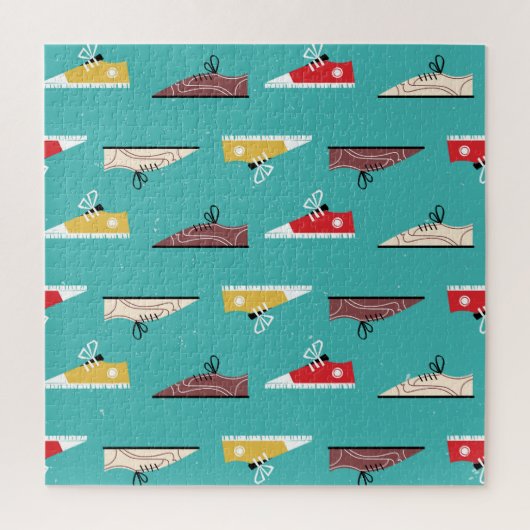 Retro-Sneakers: Vintages nahtloses Muster. Puzzle (Vertikal)