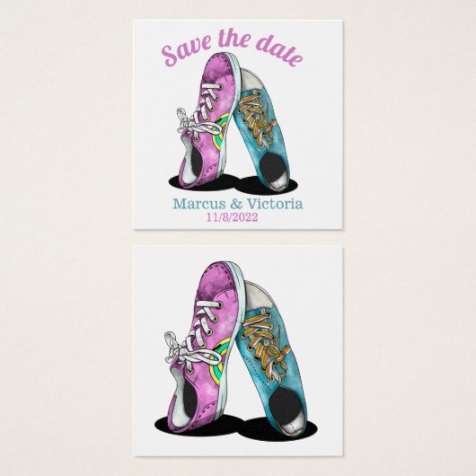 Retro Sneakers Wedding Save the Date (Vorne & Hinten)